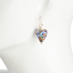 NEW MIA FIORE Made In Italy 18kt Gold Plated Murano Glass Heart Earrings1025 3t2